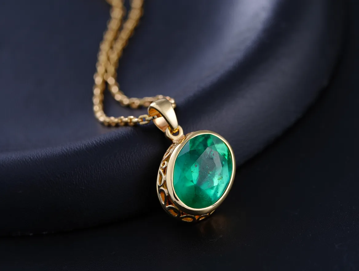 Emerald gemstone pendant necklace